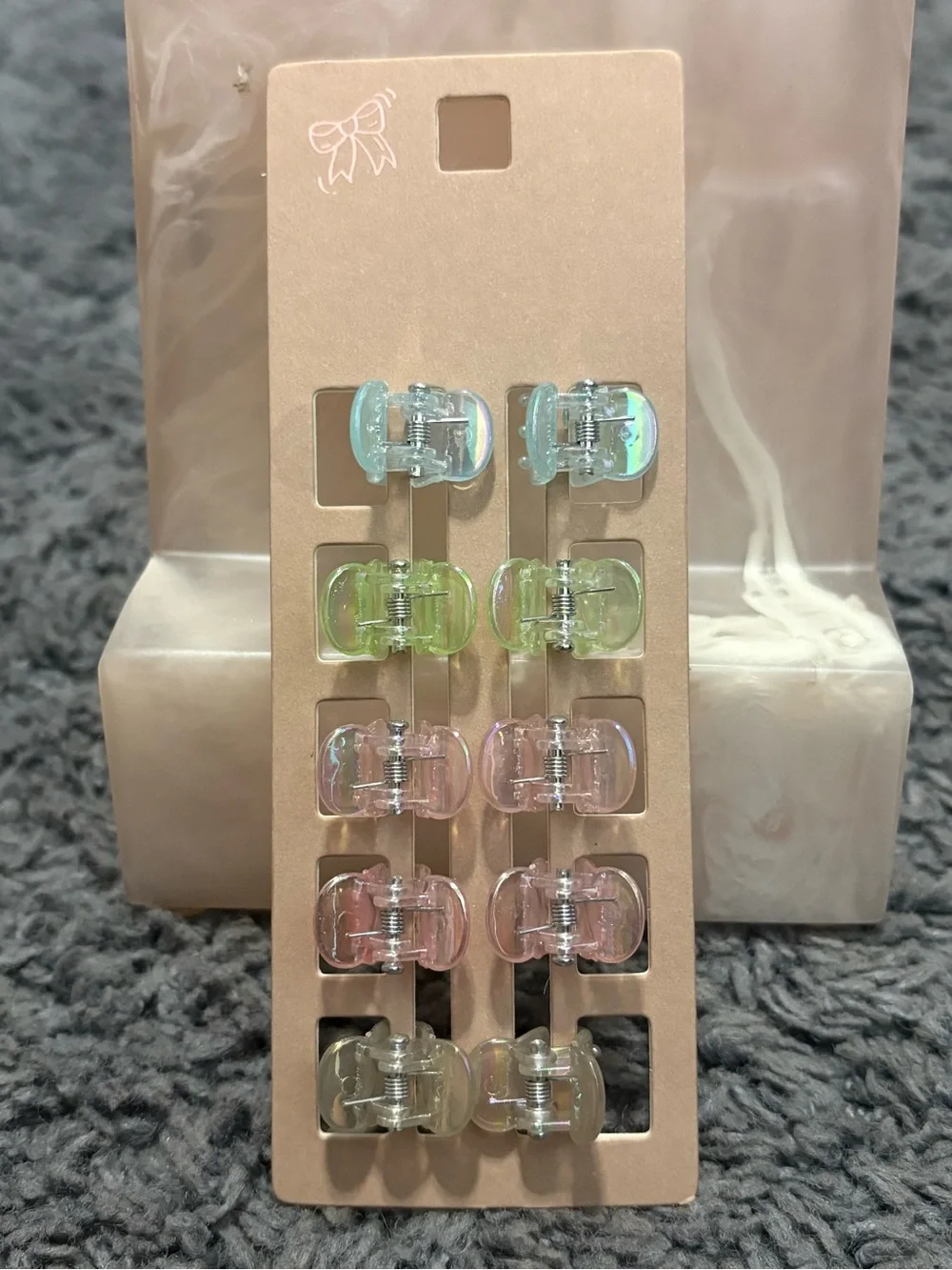 NWT Clear Pastel Mini Hair Claw Clips - 10-Pack